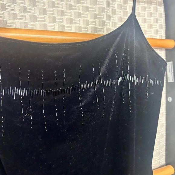 Y2K Victorias Secret Black Velvet Beaded Slip Dress - Picture 2 of 4